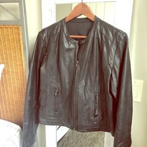 Black Italian Leather Bomber Jacket Coat